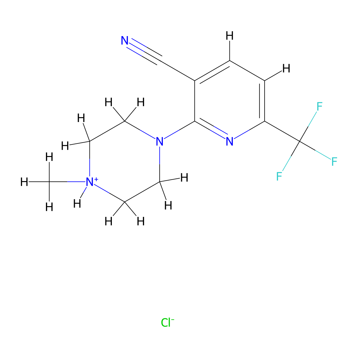 1-[3-Cyano-6-(trifluoromethyl)-2-pyridinyl]-4-methylhexahydropyrazin-4-ium chloride molecular structure, CAS 166451-06-5