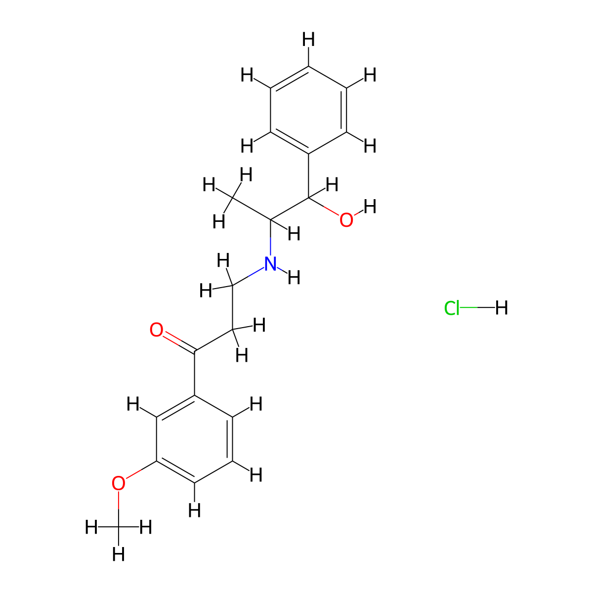 3-[(2-Hydroxy-1-methyl-2-phenylethyl)amino]-3'-methoxypropiophenone hydrochloride molecular structure, CAS 16648-69-4