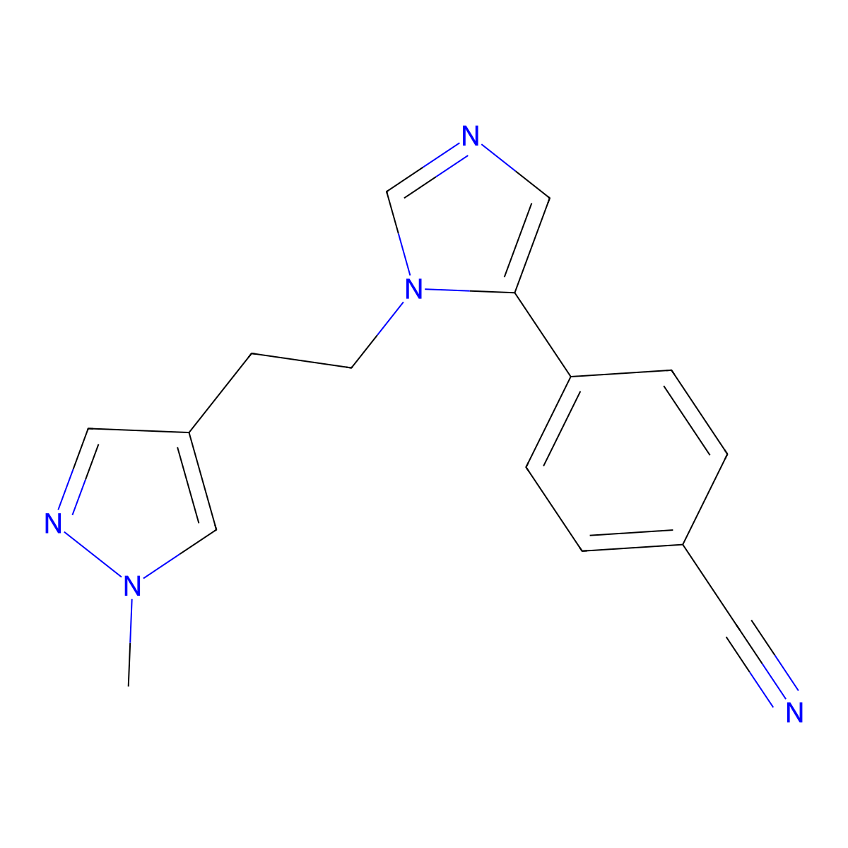 4-(1-(2-(1-Methyl-1H-pyrazol-4-YL)ethyl)-1H-imidazol-5-YL)benzonitrile molecular structure, CAS 1665196-22-4