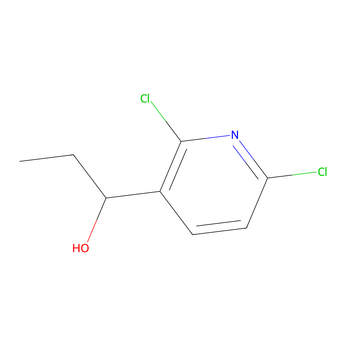 2,6-Dichloro-alpha-ethyl-3-pyridinemethanol molecular structure, CAS 166525-46-8