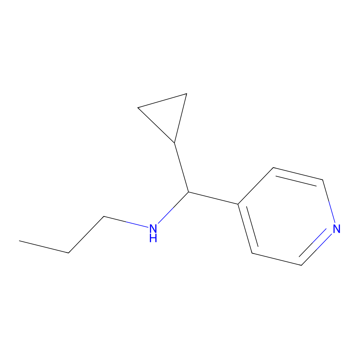n-(Cyclopropyl(pyridin-4-yl)methyl)propan-1-amine molecular structure, CAS 166525-52-6