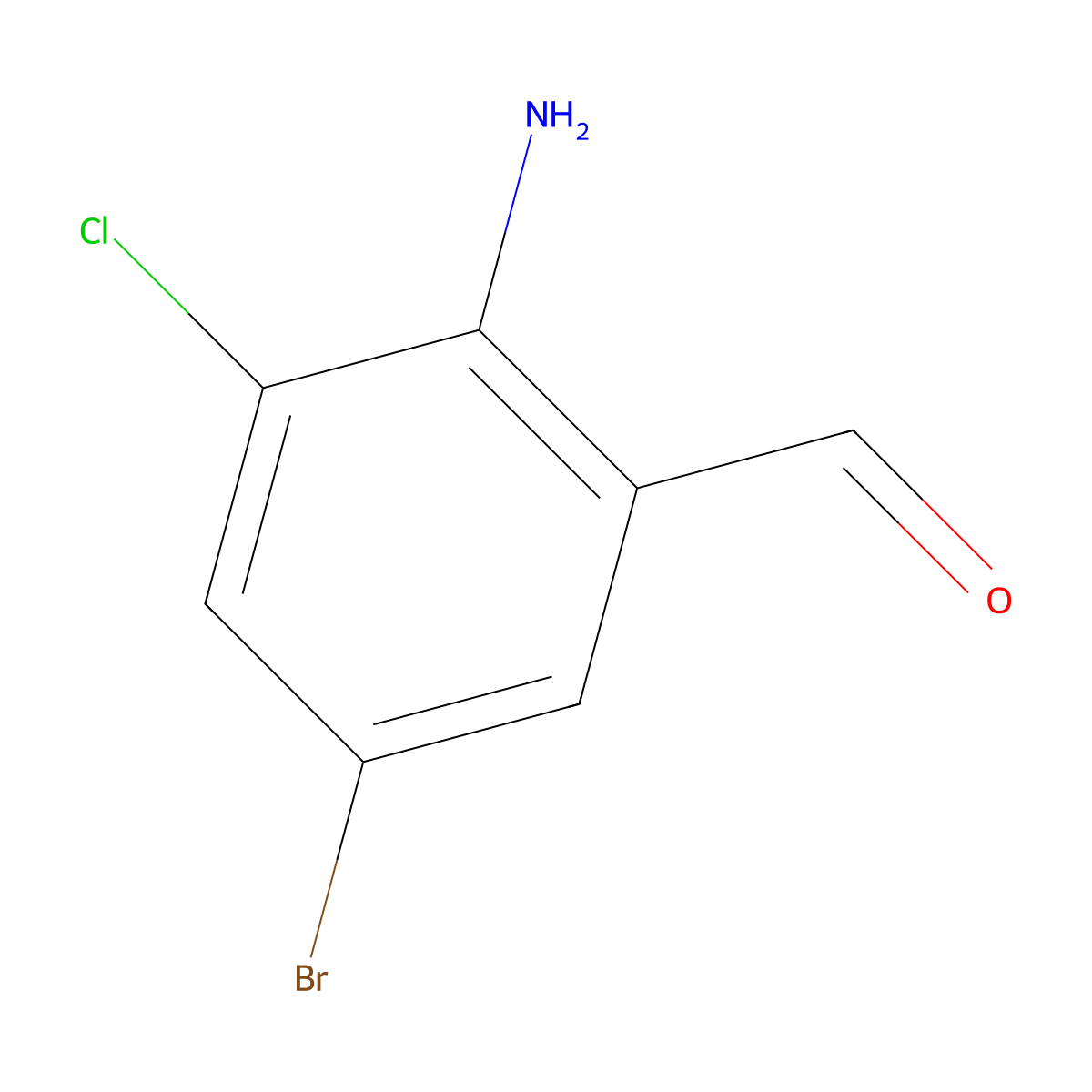 2-Amino-5-bromo-3-chlorobenzaldehyde molecular structure, CAS 166527-08-8