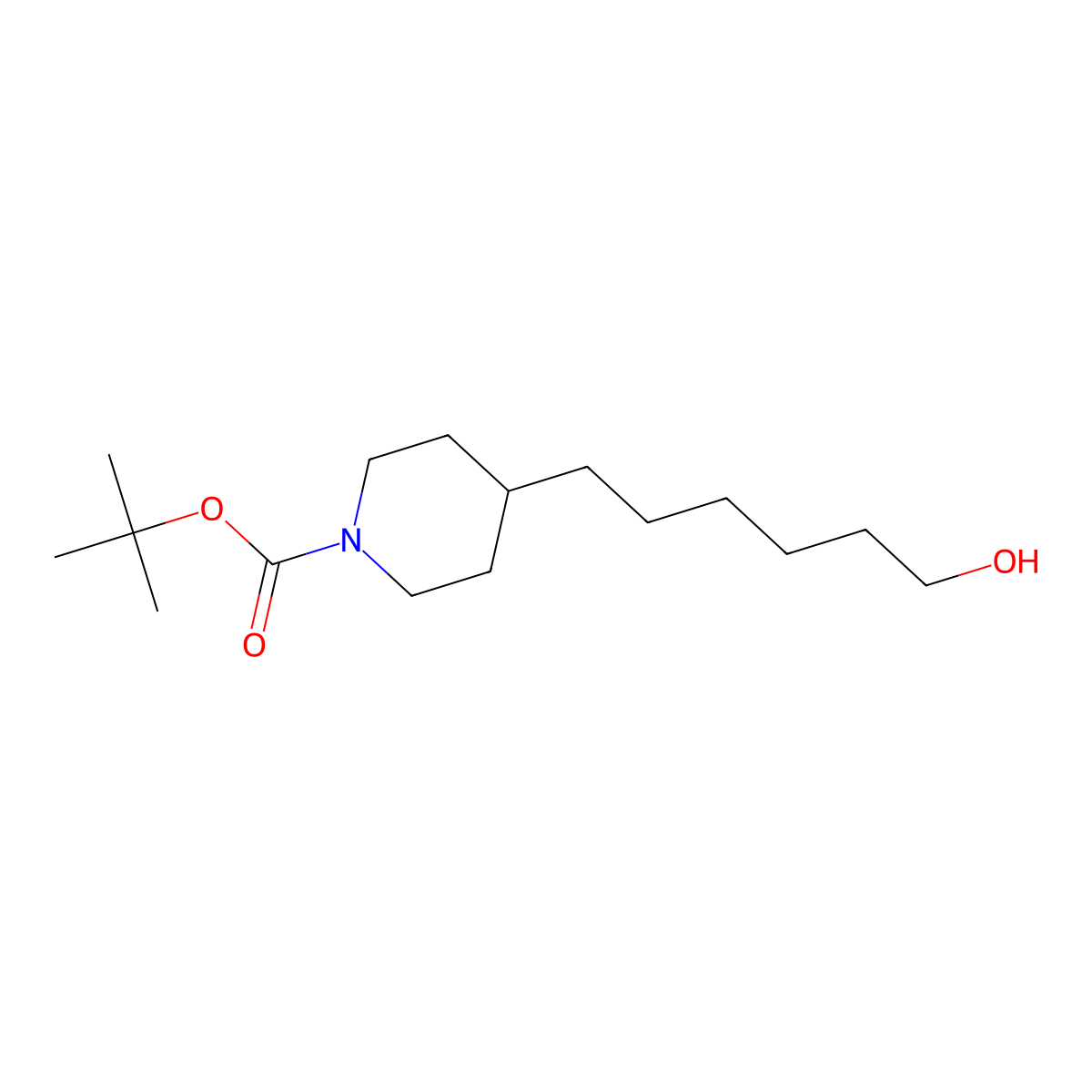 Tert-butyl 4-(6-hydroxyhexyl)piperidine-1-carboxylate molecular structure, CAS 1665287-57-9