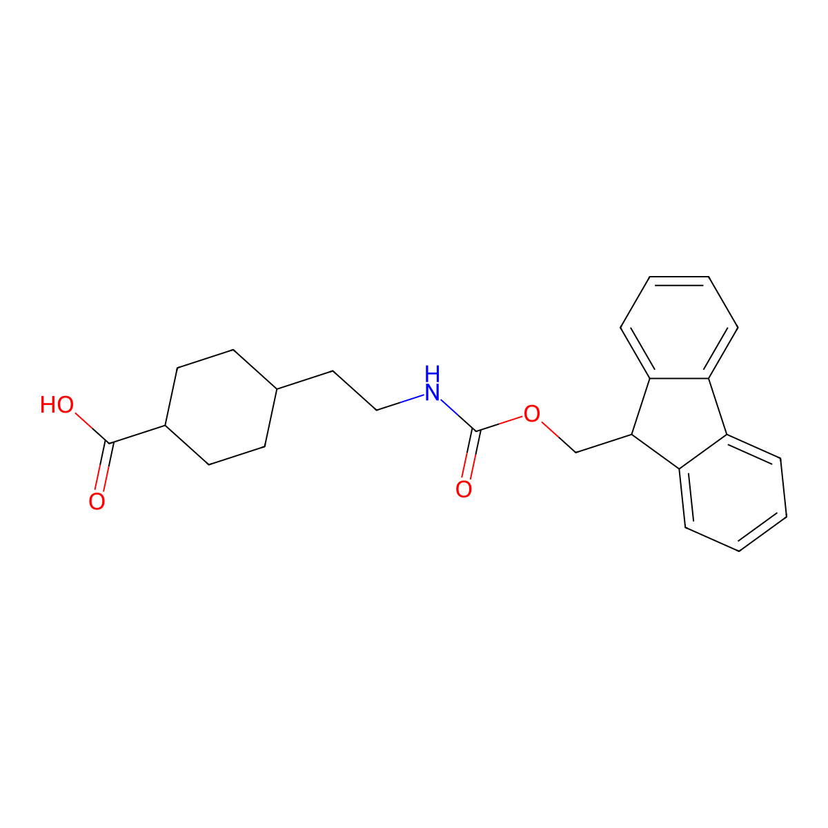 4-[2-({[(9H-fluoren-9-yl)methoxy]carbonyl}amino)ethyl]cyclohexane-1-carboxylic acid molecular structure, CAS 1665292-28-3