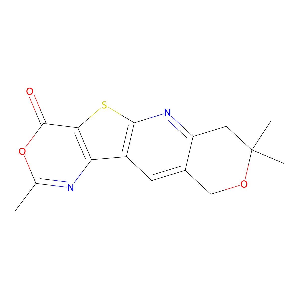 3,8,8-Trimethyl-8,9-dihydro-6H-2,7-dioxa-11-thia-4,10-diaza-benzo[b]fluoren-1-one molecular structure, CAS 166545-77-3