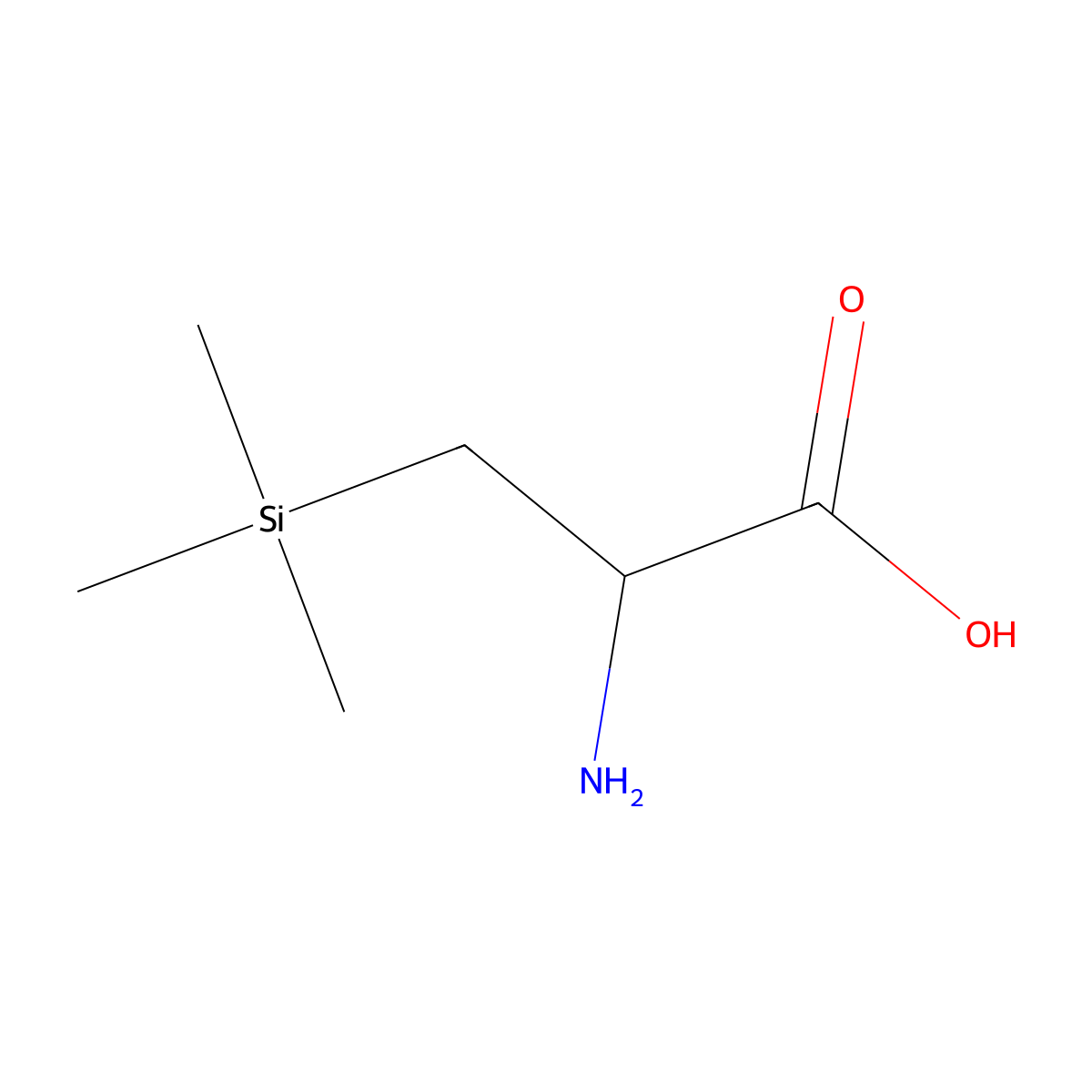 2-Amino-3-(trimethylsilyl)propanoic acid molecular structure, CAS 16655-72-4