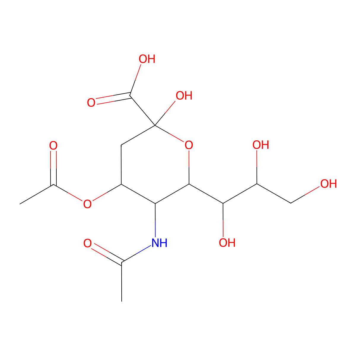 N-Acetyl-4-O-acetylneuraminic acid molecular structure, CAS 16655-75-7