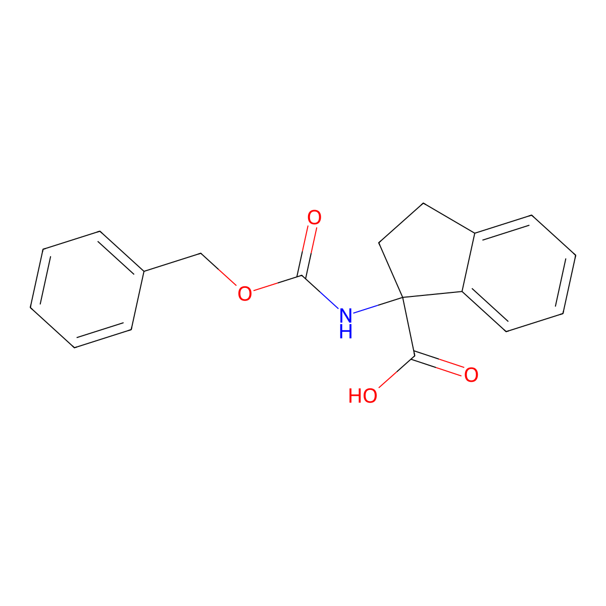 1-(((Benzyloxy)carbonyl)amino)-2,3-dihydro-1H-indene-1-carboxylic acid molecular structure, CAS 166586-72-7