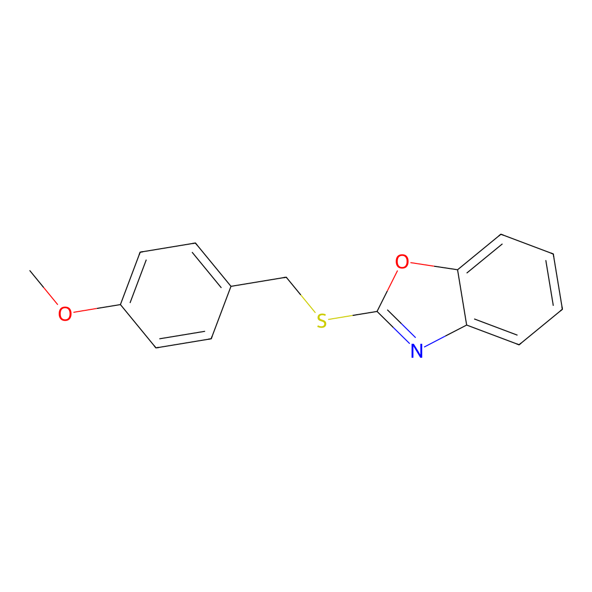 Benzoxazole, 2-(4-methoxybenzylthio)- molecular structure, CAS 166587-77-5