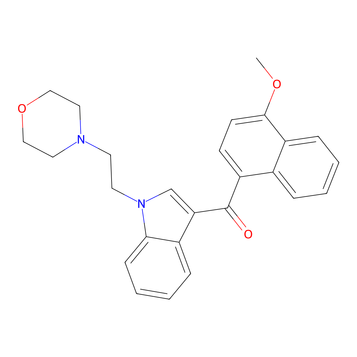 (1-(2-Morpholin-4-ylethyl)indol-3-yl)-4-methoxynaphthalen-1-ylmethanone molecular structure, CAS 166599-76-4