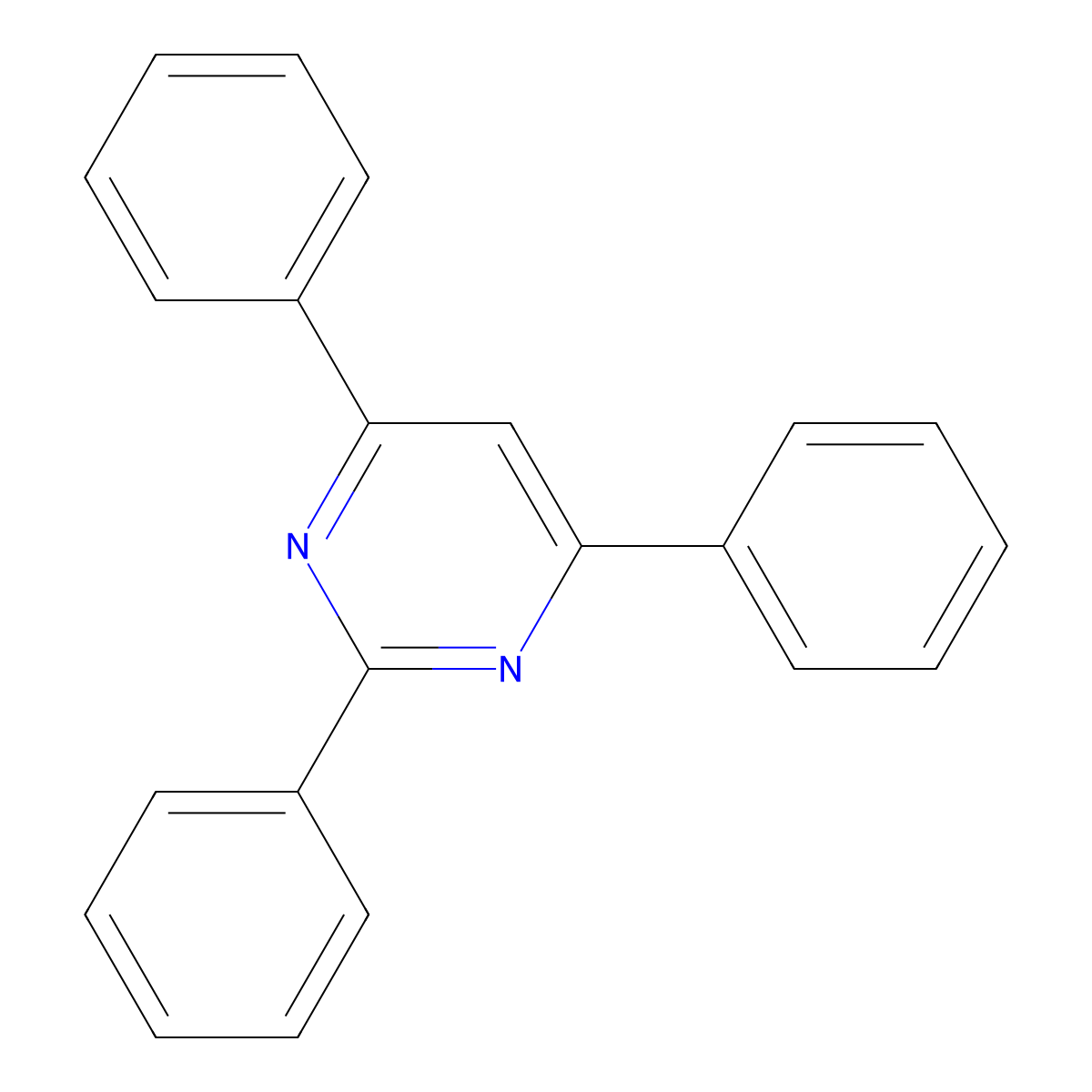 2,4,6-Triphenylpyrimidine molecular structure, CAS 1666-86-0