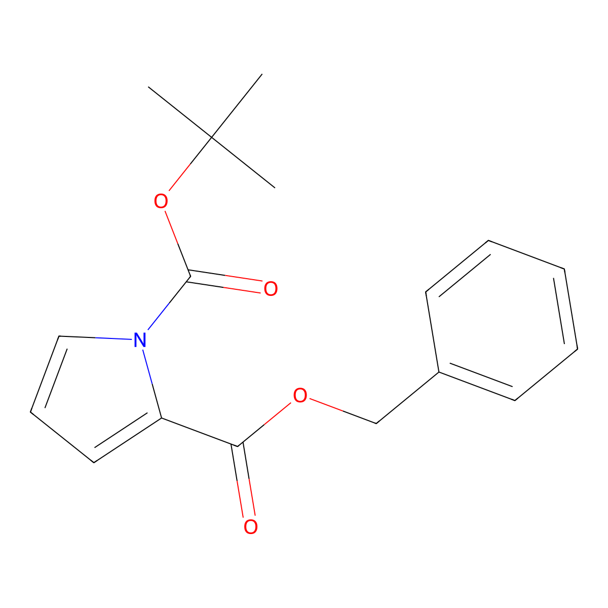 2-Benzyl 1-tert-butyl pyrrole-1,2-dicarboxylate molecular structure, CAS 1666110-58-2