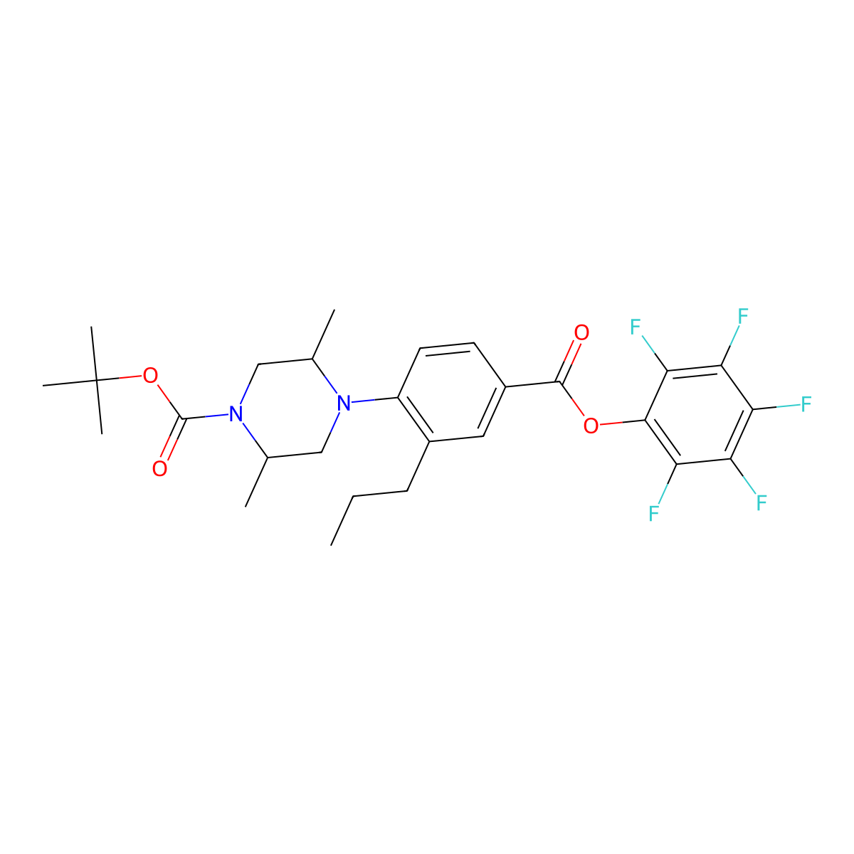 (2S,5R)-tert-Butyl 2,5-dimethyl-4-(4-((perfluorophenoxy)carbonyl)-2-propylphenyl)piperazine-1-carboxylate molecular structure, CAS 1666111-64-3
