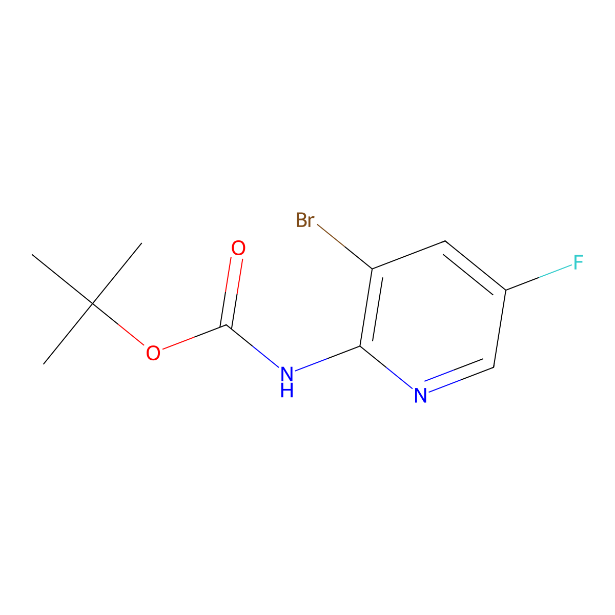 tert-Butyl (3-bromo-5-fluoropyridin-2-yl)carbamate molecular structure, CAS 1666113-03-6