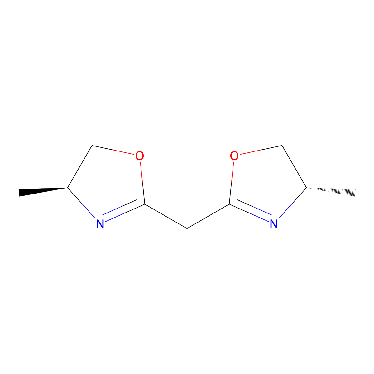 Bis((S)-4-methyl-4,5-dihydrooxazol-2-yl)methane molecular structure, CAS 1666116-57-9