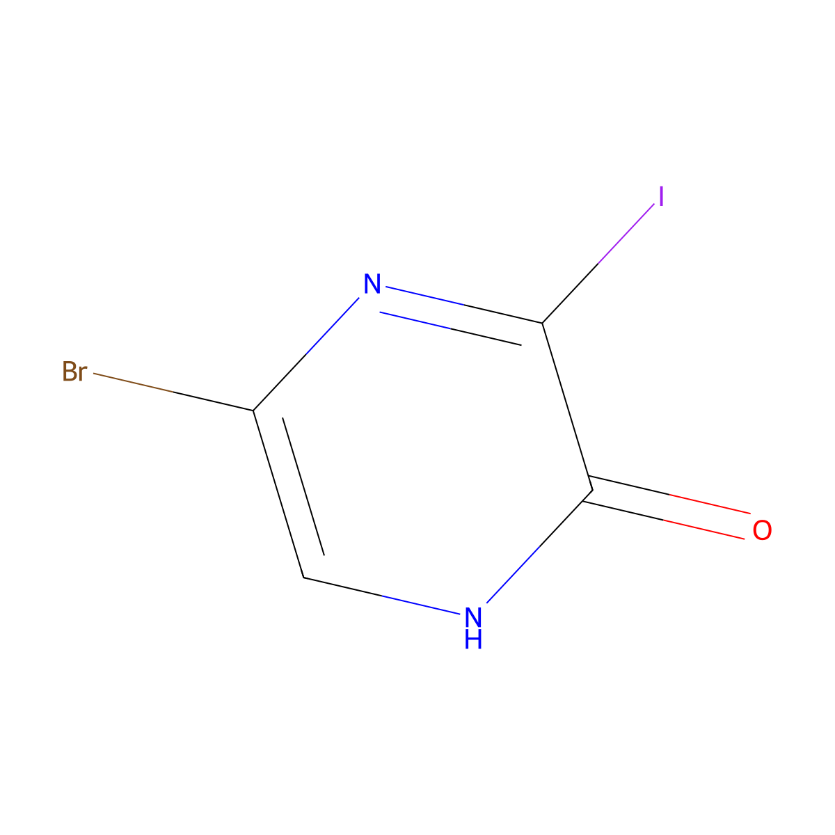 5-Bromo-3-iodopyrazin-2-ol molecular structure, CAS 1666129-10-7