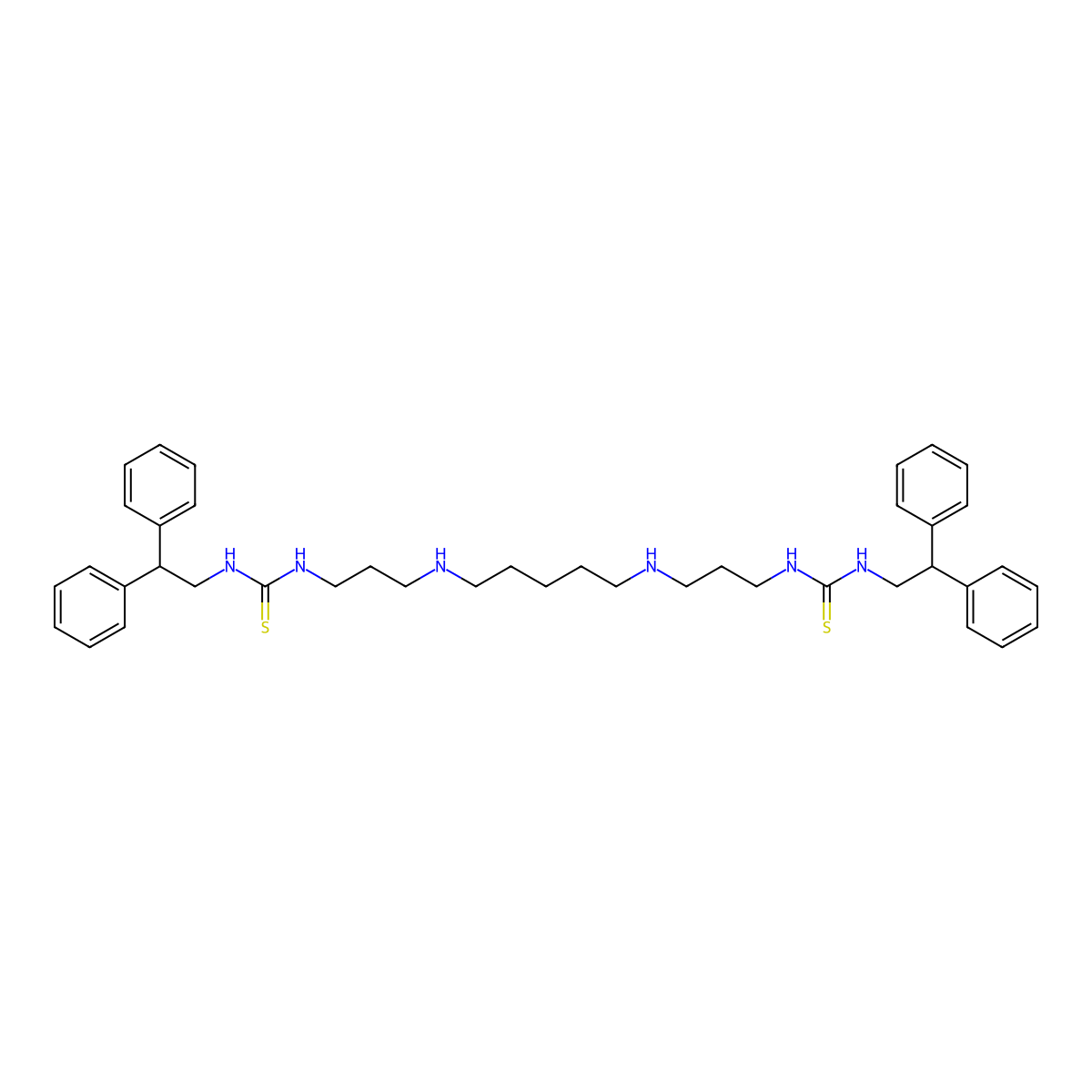 1-(2,2-Diphenylethyl)-3-[3-[5-[3-(2,2-diphenylethylcarbamothioylamino)propylamino]pentylamino]propyl]thiourea molecular structure, CAS 1666171-29-4