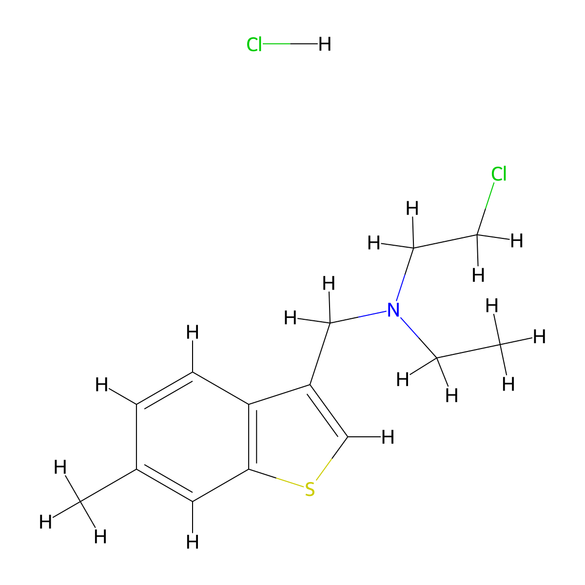 Benzo(b)thiophene-3-methylamine, N-(2-chloroethyl)-N-ethyl-6-methyl-, hydrochloride molecular structure, CAS 16662-26-3