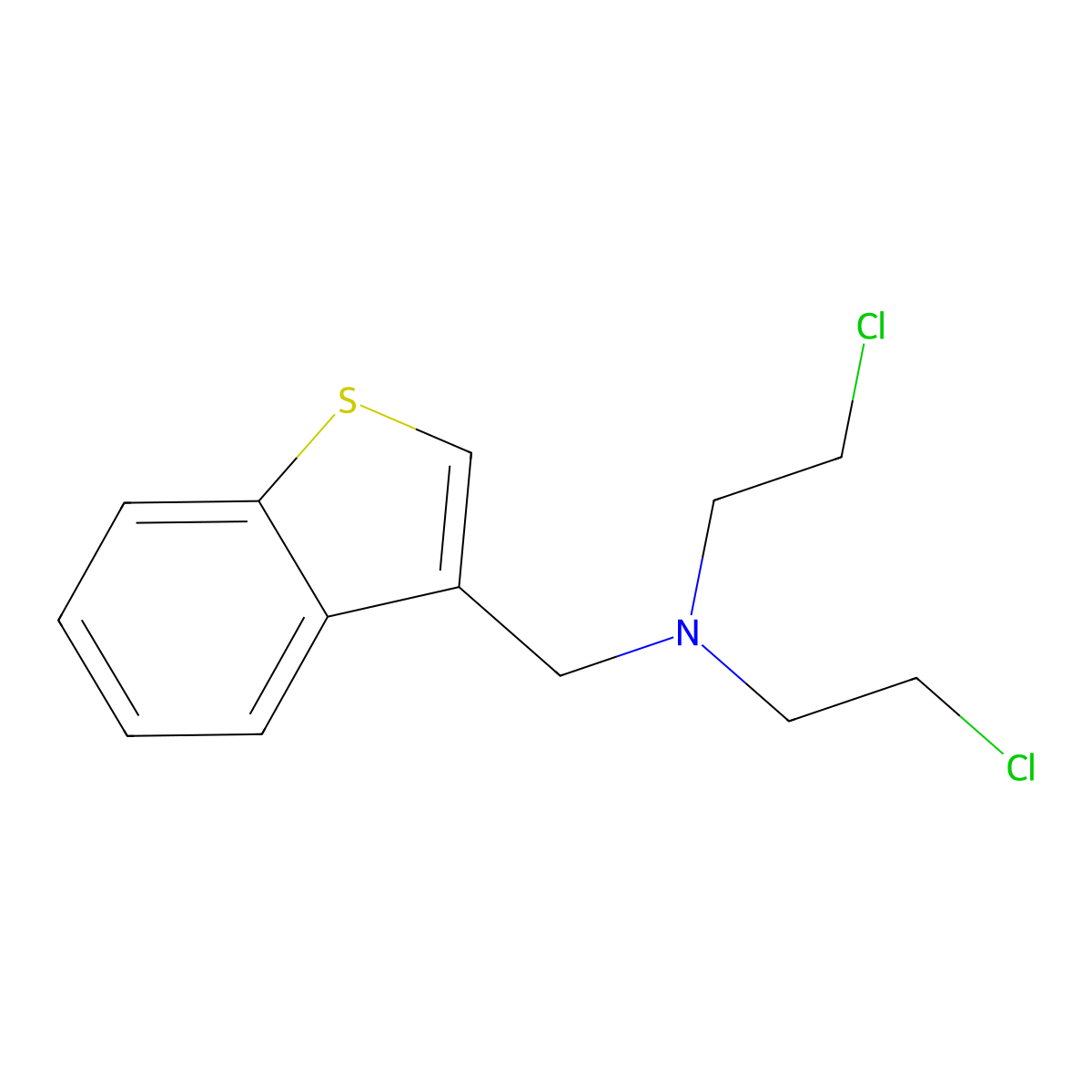 N-(1-benzothien-3-ylmethyl)-2-chloro-N-(2-chloroethyl)ethanamine molecular structure, CAS 16662-31-0