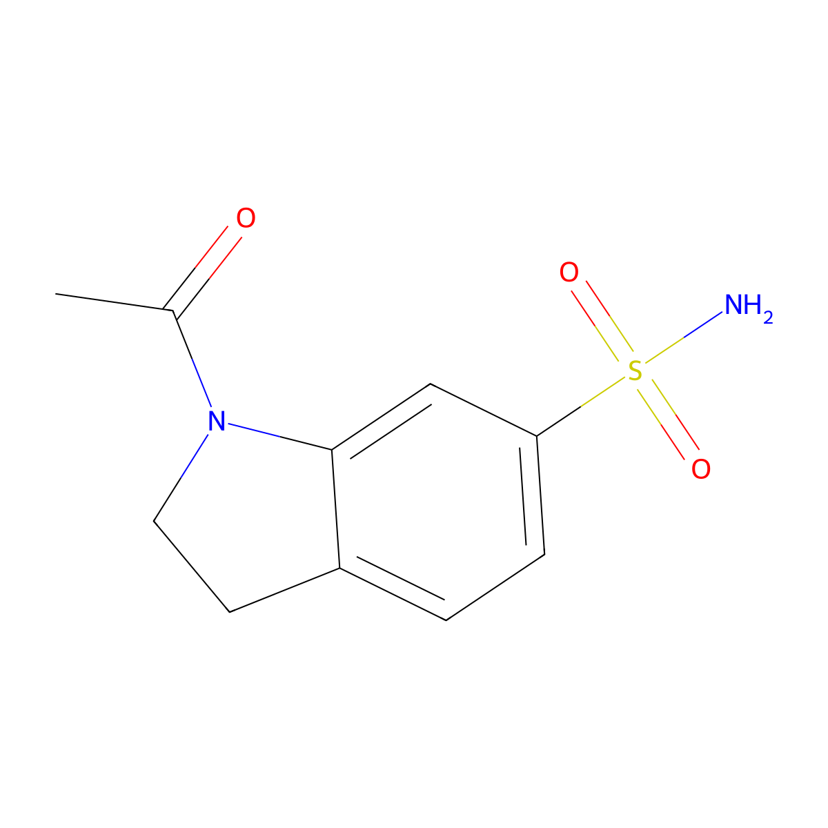 1H-Indole-6-sulfonamide, 1-acetyl-2,3-dihydro- molecular structure, CAS 16664-98-5