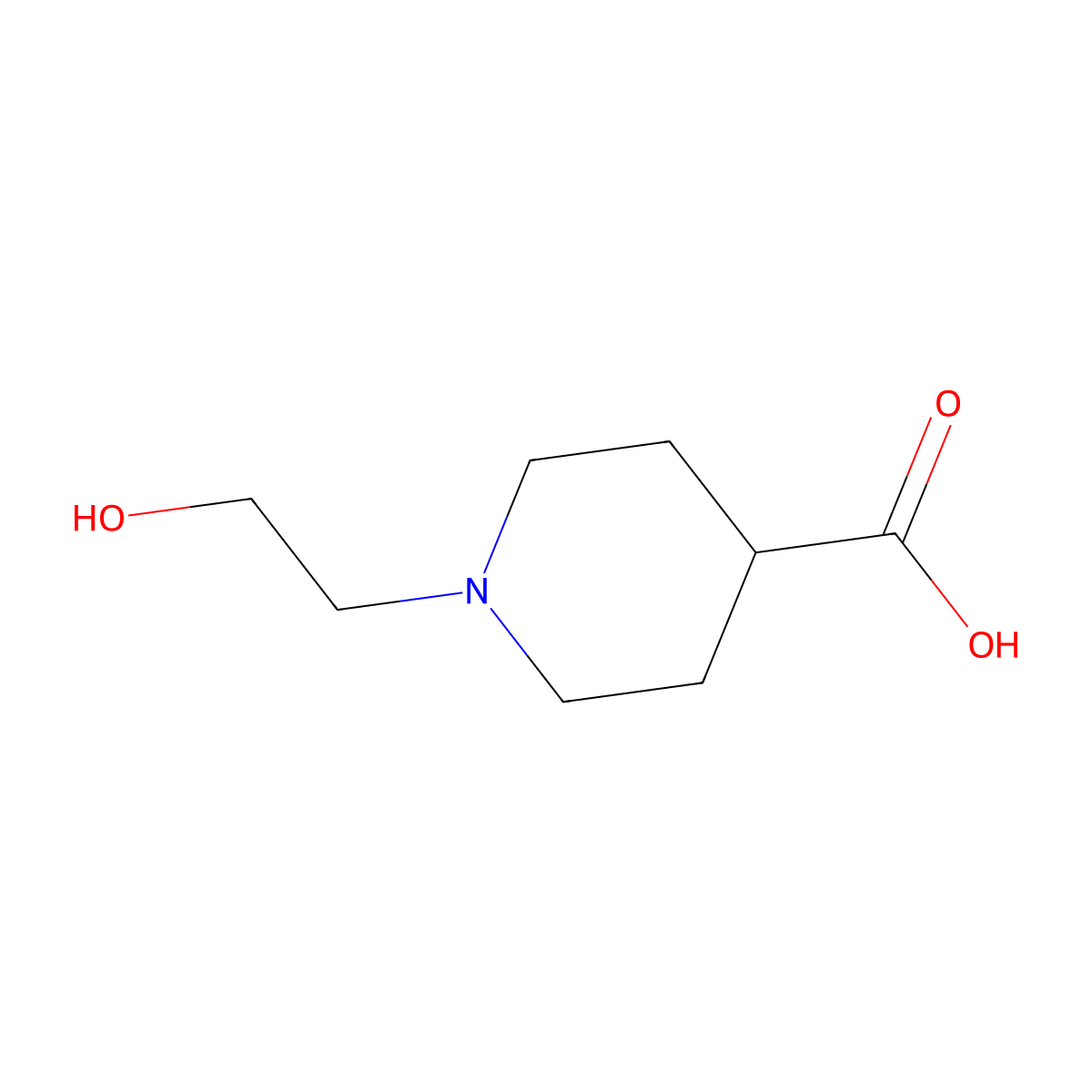 1-(2-Hydroxyethyl)piperidine-4-carboxylic acid molecular structure, CAS 16665-18-2