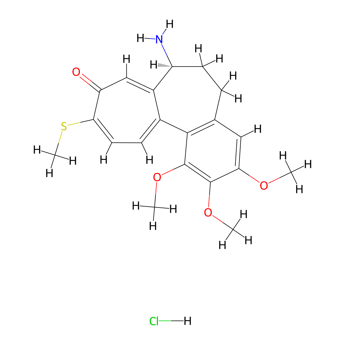 Deacetylthiocolchicine hydrochloride molecular structure, CAS 16665-61-5