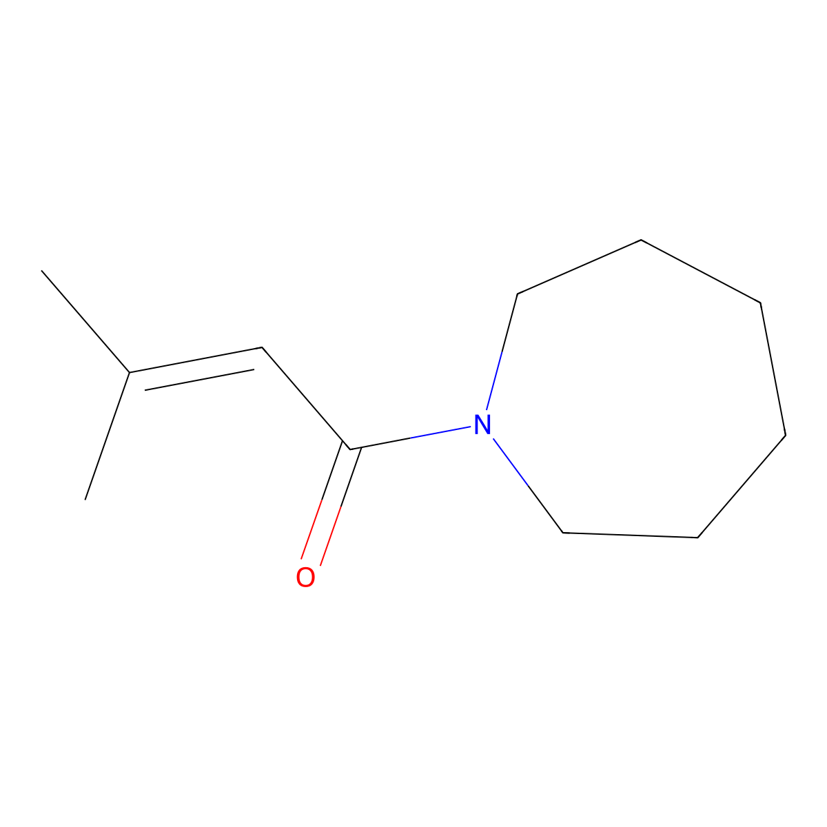 1H-Azepine, hexahydro-1-(3-methyl-1-oxo-2-butenyl)- molecular structure, CAS 16667-35-9