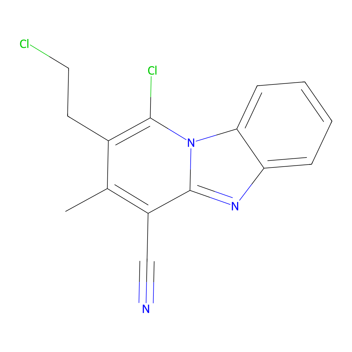 1-Chloro-2-(2-chloroethyl)-3-methylpyrido[1,2-a]benzimidazole-4-carbonitrile molecular structure, CAS 166671-24-5