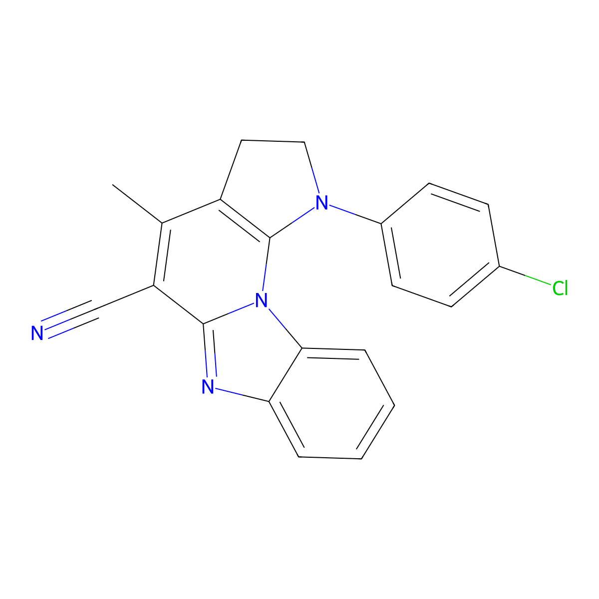 1-(4-Chlorophenyl)-4-methyl-2,3-dihydro-1H-pyrrolo[3',2':5,6]pyrido[1,2-a]benzimidazole-5-carbonitrile molecular structure, CAS 166671-43-8