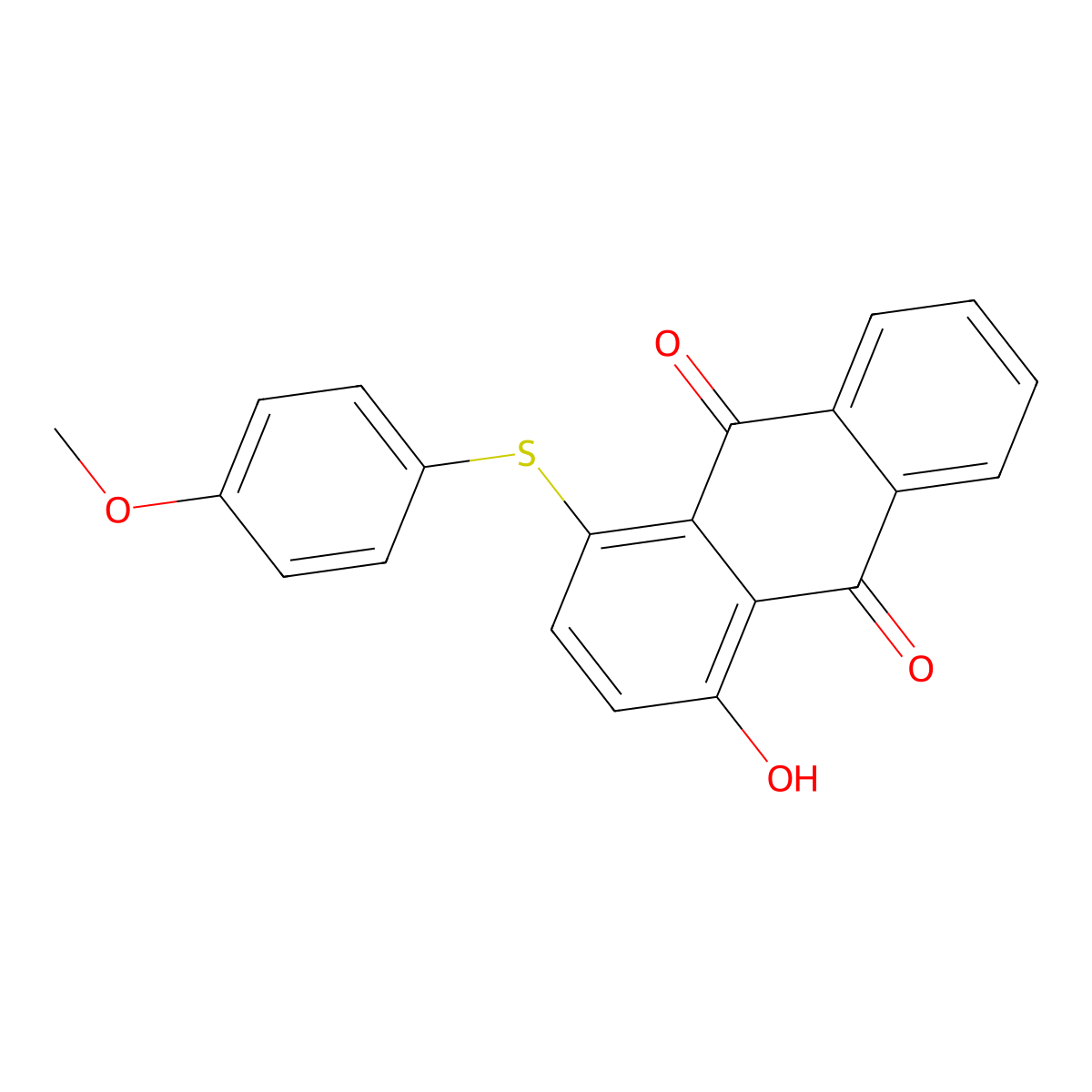 1-Hydroxy-4-((4-methoxyphenyl)thio)anthraquinone molecular structure, CAS 16673-01-1