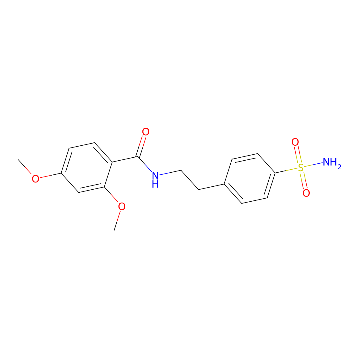 2,4-dimethoxy-N-[2-(4-sulfamoylphenyl)ethyl]benzamide molecular structure, CAS 16673-25-9
