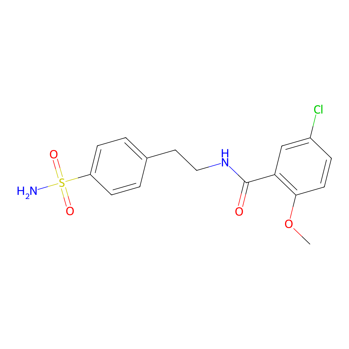5-chloro-2-methoxy-N-(2-(4-sulfamoylphenyl)ethyl)benzamide molecular structure, CAS 16673-34-0