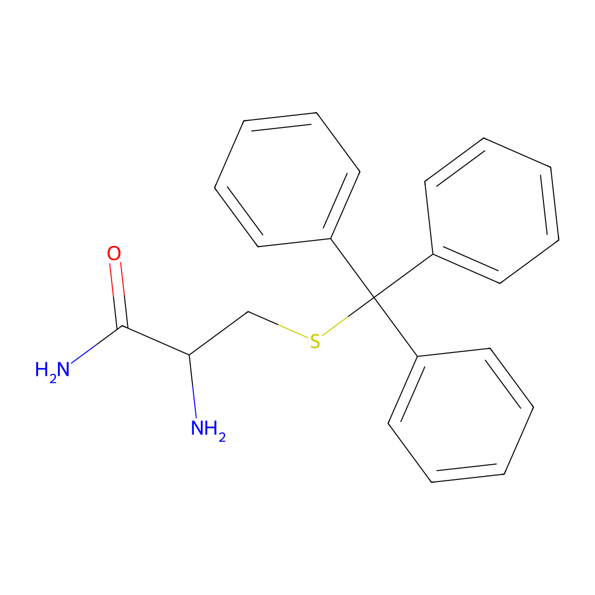 (2R)-2-amino-3-((triphenylmethyl)sulfanyl)propanamide molecular structure, CAS 166737-85-5