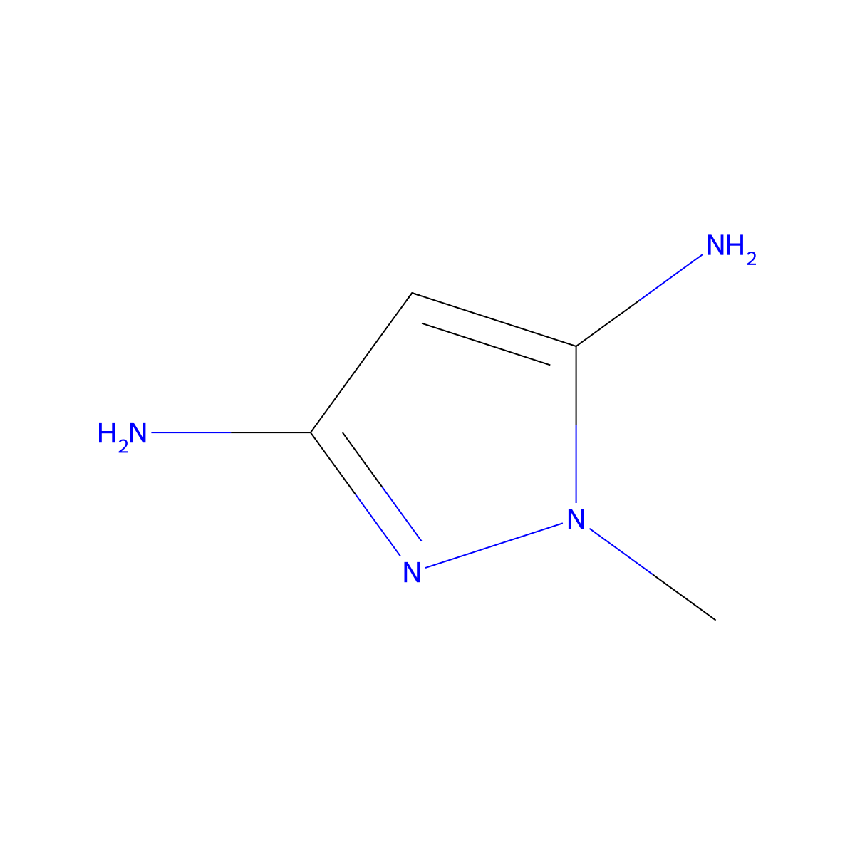 1-Methyl-1H-pyrazole-3,5-diamine molecular structure, CAS 16675-35-7