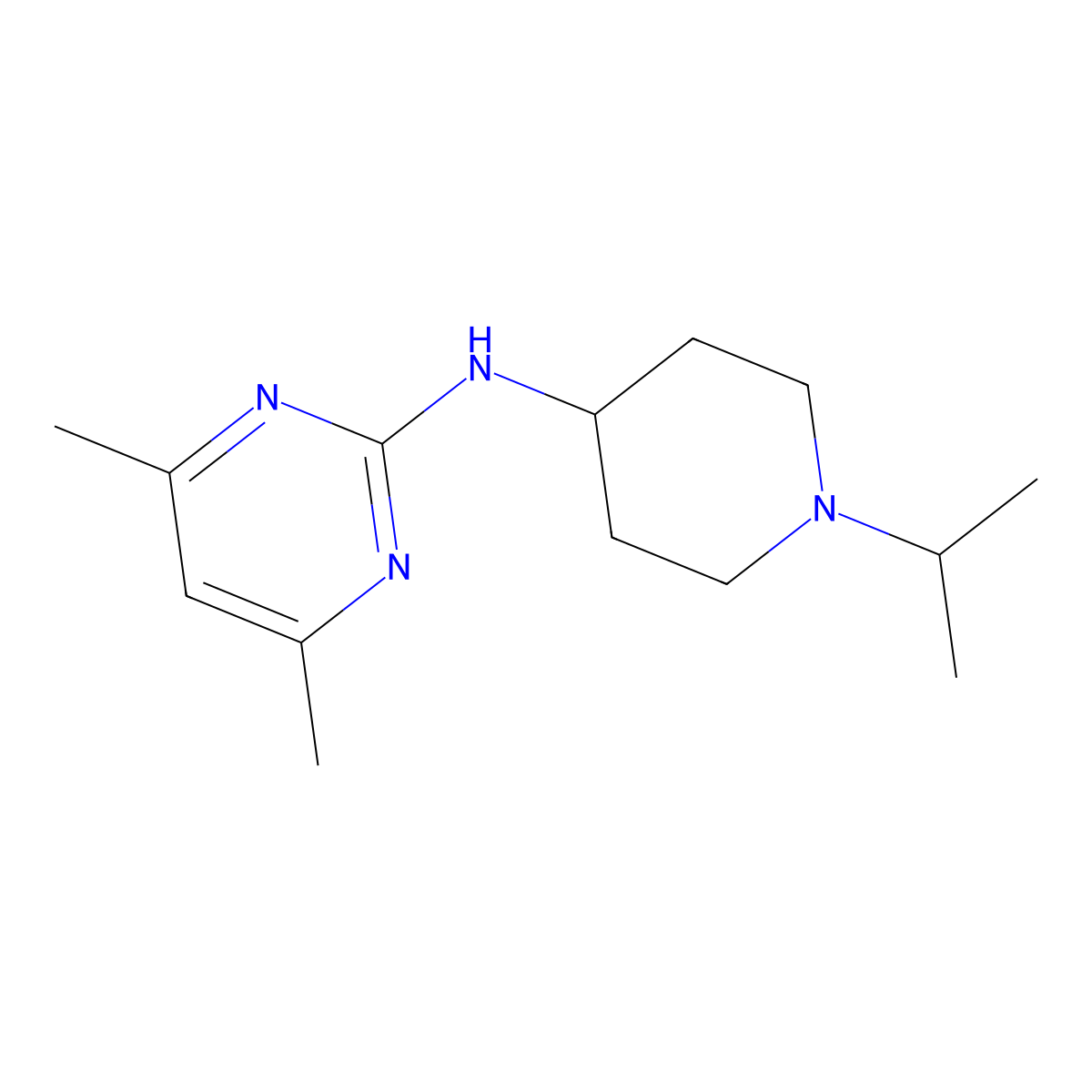 N-(1-isopropylpiperidin-4-yl)-4,6-dimethylpyrimidin-2-amine molecular structure, CAS 1667759-38-7