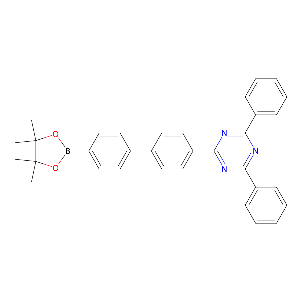 2,4-Diphenyl-6-[4'-(4,4,5,5-tetramethyl-1,3,2-dioxaborolan-2-YL)[1,1'-biphenyl]-4-YL]-1,3,5-triazine molecular structure, CAS 1667762-18-6