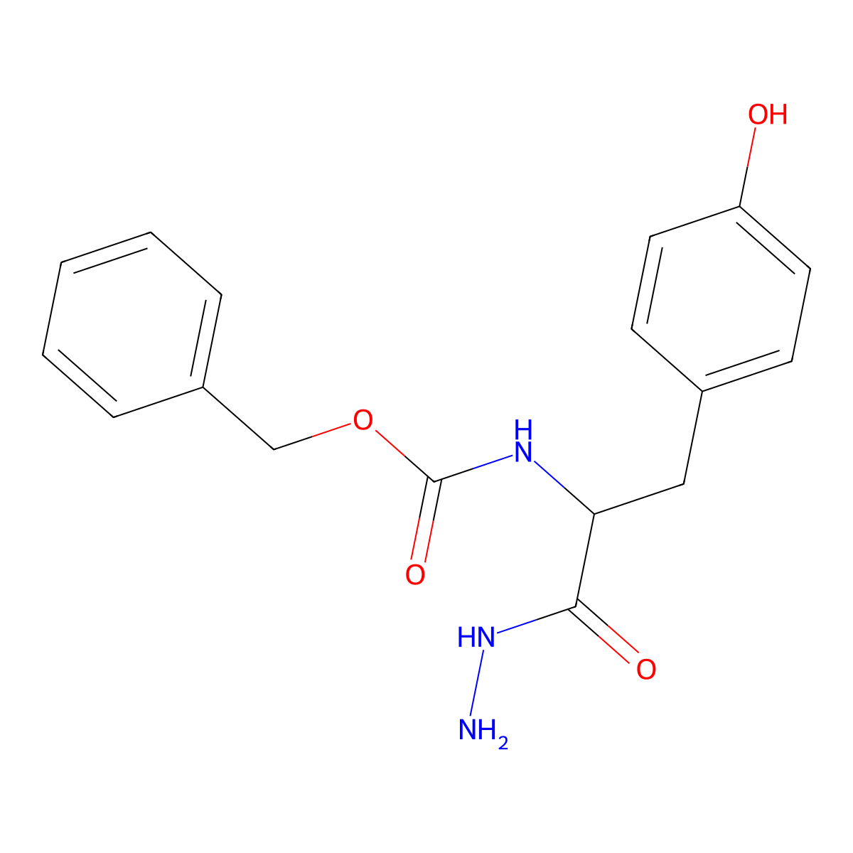 2-(Benzyloxycarbonylamino)-3-(4-hydroxyphenyl)propionic acid hydrazide molecular structure, CAS 16679-95-1