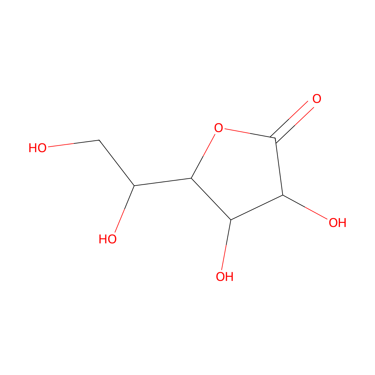 L-galactono-1,4-lactone molecular structure, CAS 1668-08-2