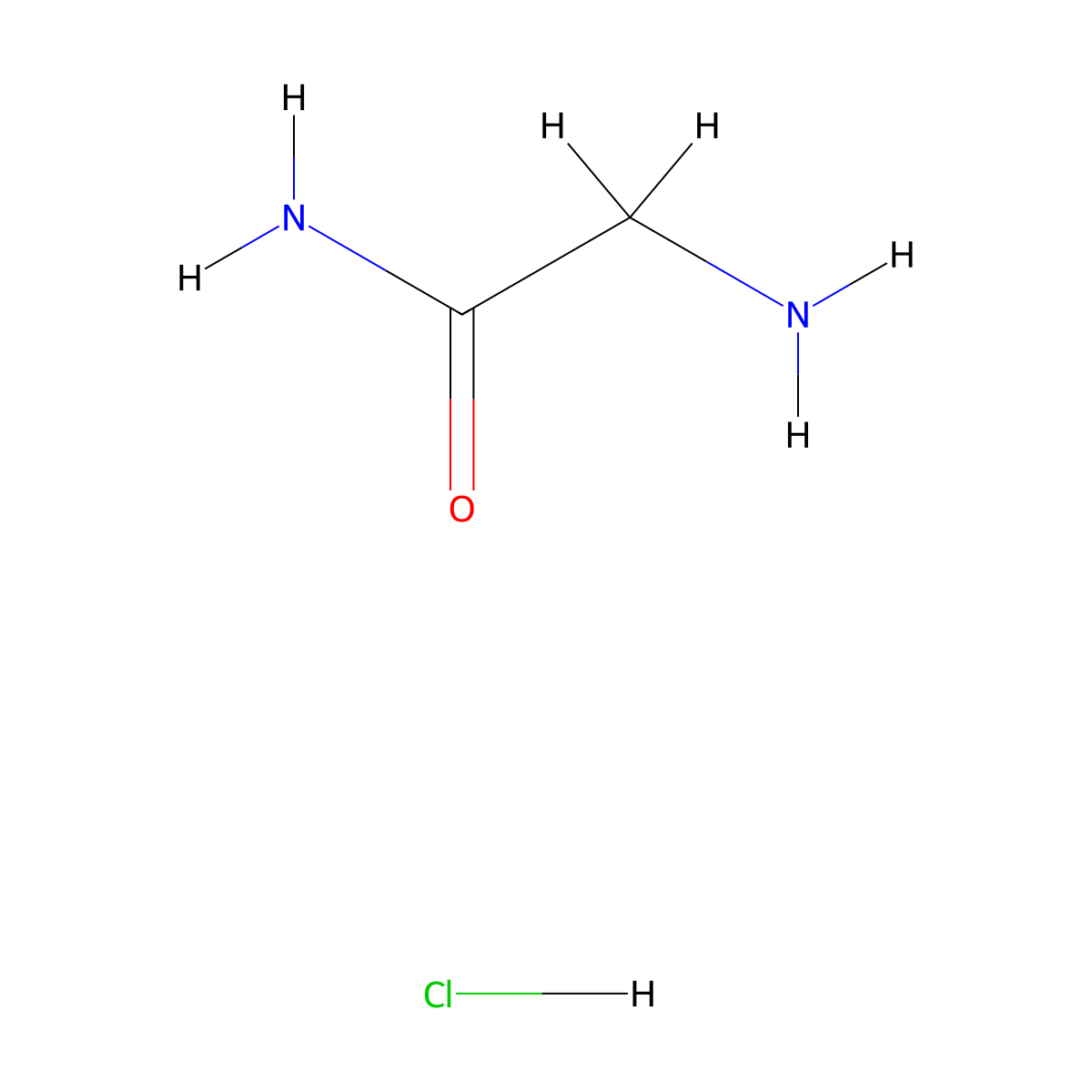 Glycinamide hydrochloride molecular structure, CAS 1668-10-6