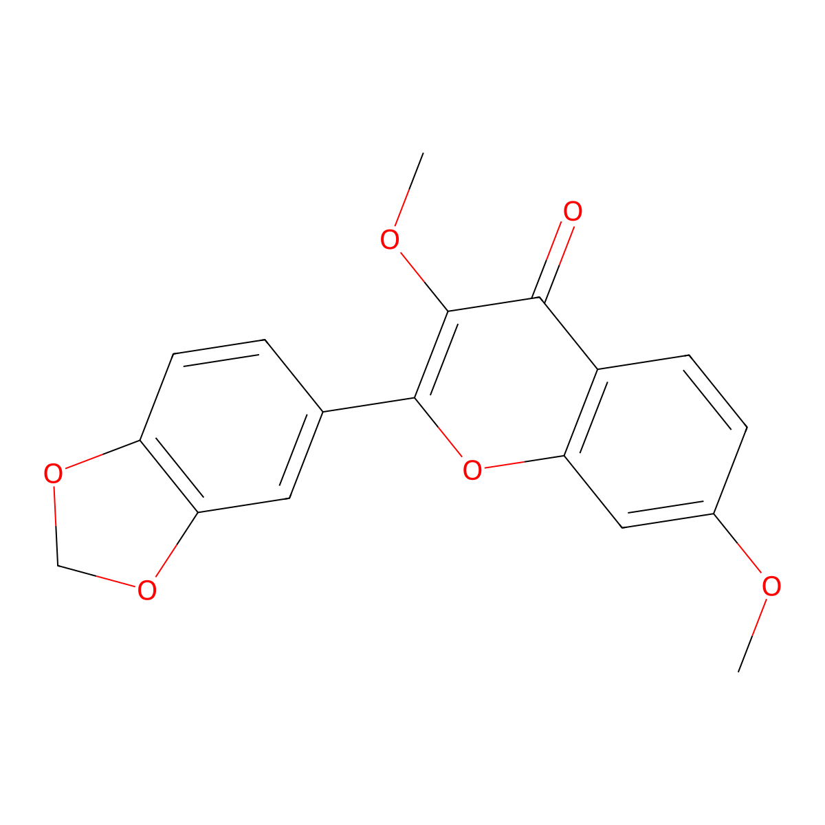2-(1,3-Benzodioxol-5-yl)-3,7-dimethoxy-4H-1-benzopyran-4-one molecular structure, CAS 1668-33-3