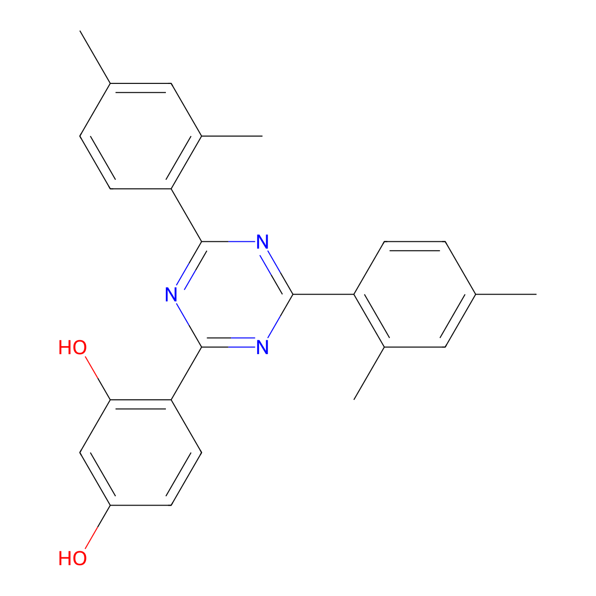 2-(2,4-Dihydroxyphenyl)-4,6-bis(2,4-dimethylphenyl)-1,3,5-triazine molecular structure, CAS 1668-53-7