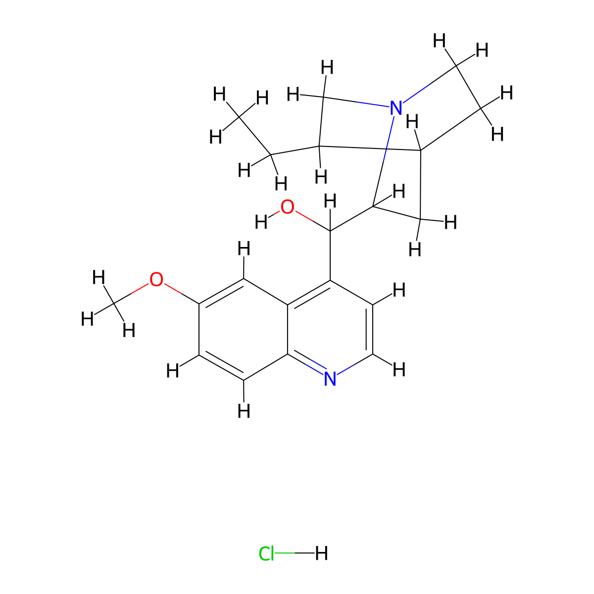 Hydroquinine, hydrochloride molecular structure, CAS 1668-97-9