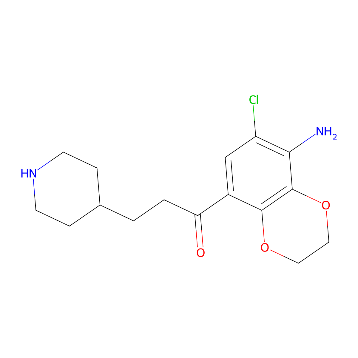 1-(4-Amino-5-chloro-2,3-ethylenedioxyphenyl)-3-(piperidin-4-yl)propan-1-one molecular structure, CAS 166815-60-7