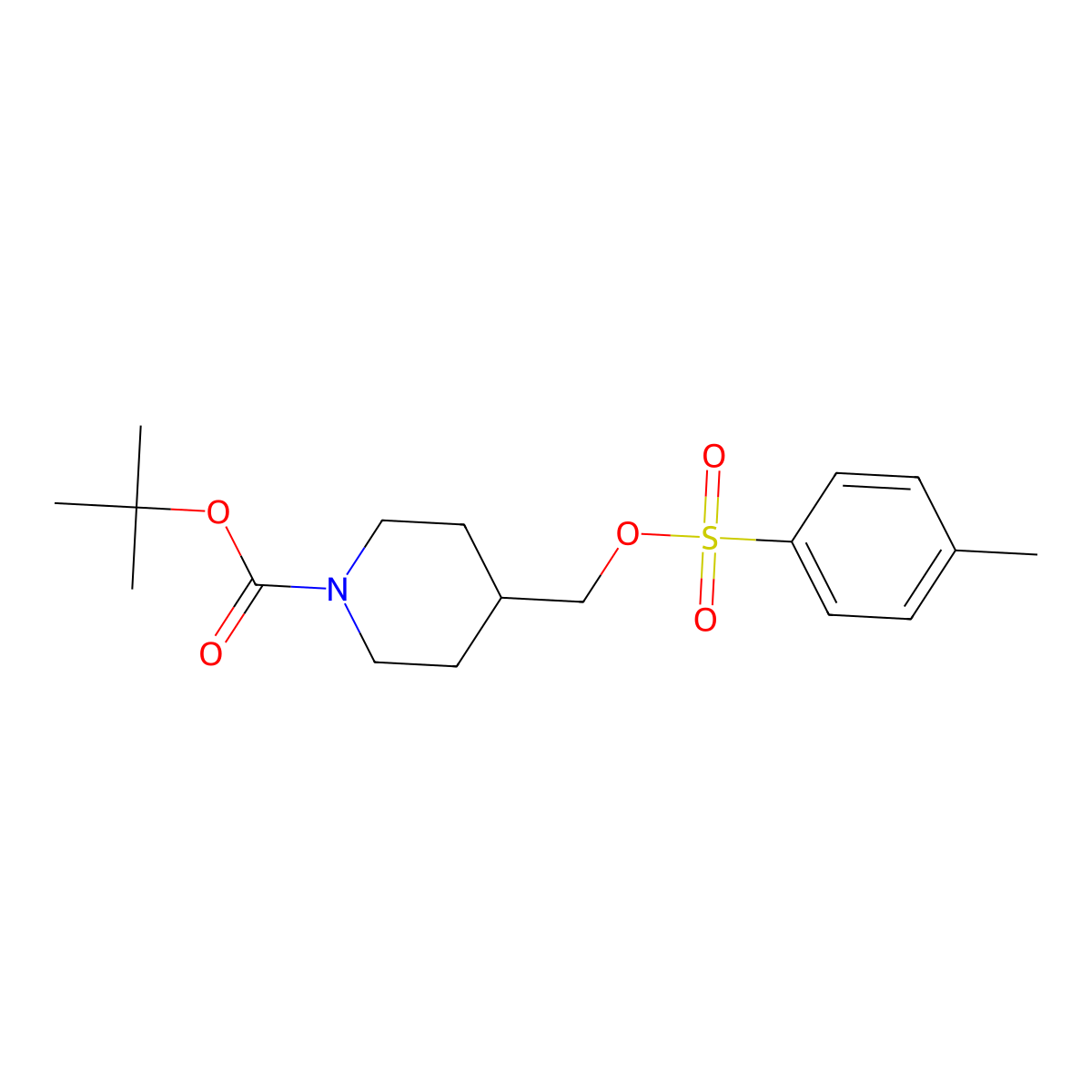 1-(tert-Butoxycarbonyl)-4-((p-toluenesulfonyloxy)methyl)piperidine molecular structure, CAS 166815-96-9