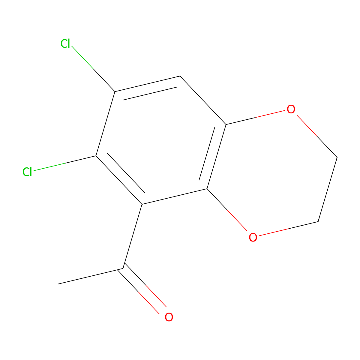 1-(6,7-Dichloro-2,3-dihydro-1,4-benzodioxin-5-yl)-1-ethanone molecular structure, CAS 166816-11-1
