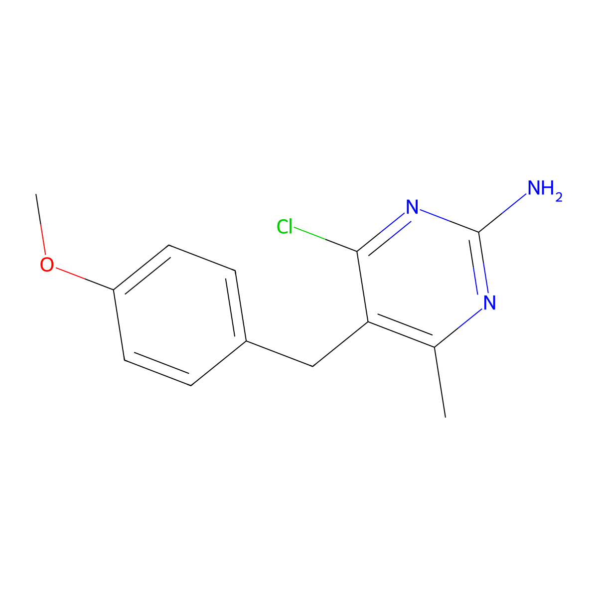 4-Chloro-5-(4-methoxybenzyl)-6-methylpyrimidin-2-amine molecular structure, CAS 16682-67-0