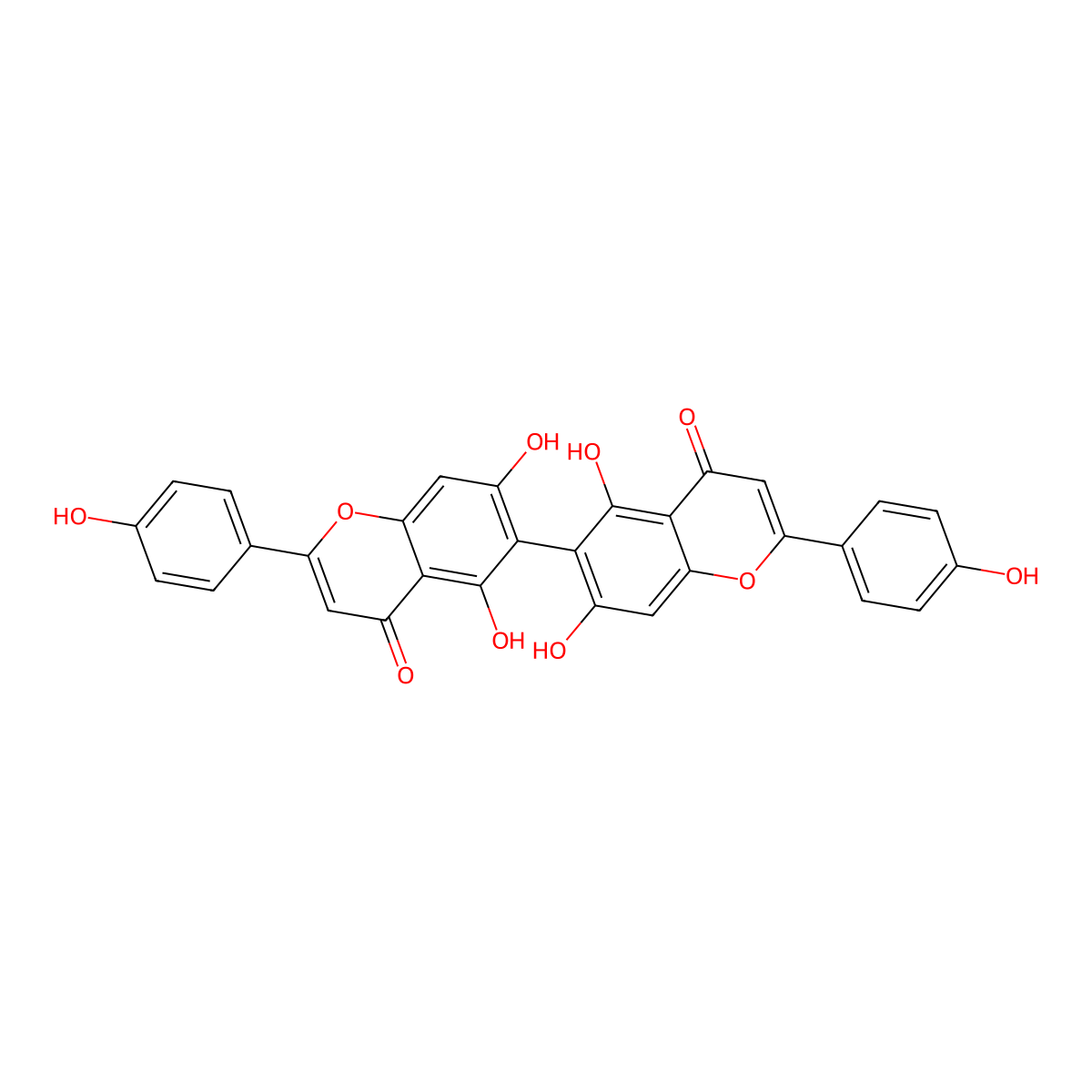6-[5,7-Dihydroxy-2-(4-hydroxyphenyl)-4-oxochromen-6-yl]-5,7-dihydroxy-2-(4-hydroxyphenyl)chromen-4-one molecular structure, CAS 166824-22-2