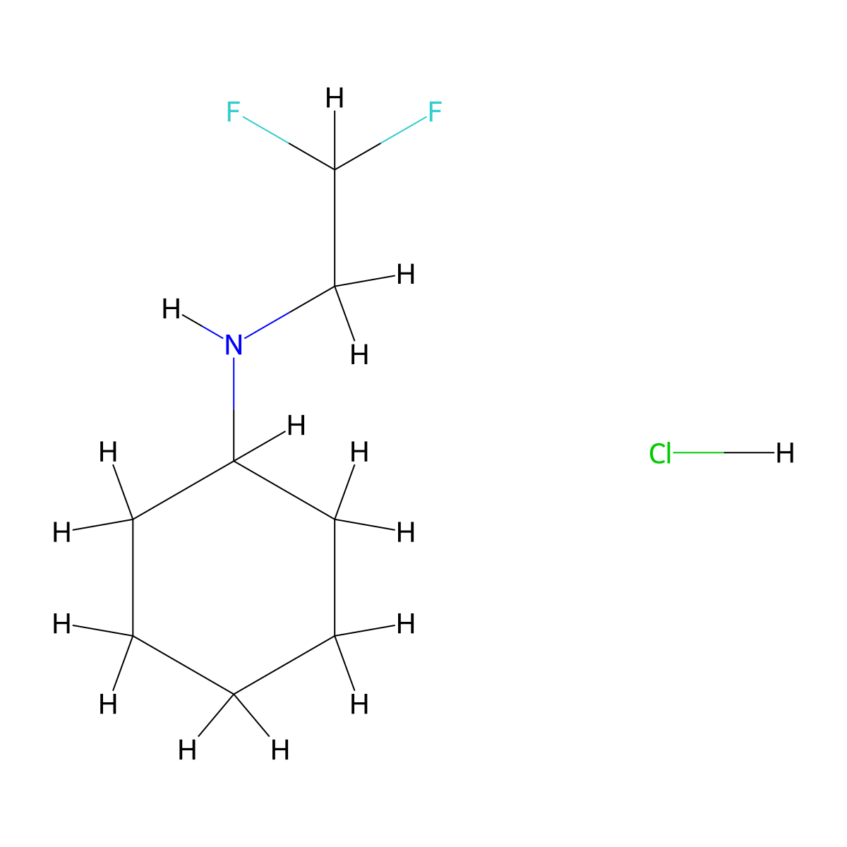 N-(2,2-difluoroethyl)cyclohexanamine hydrochloride molecular structure, CAS 1668572-39-1