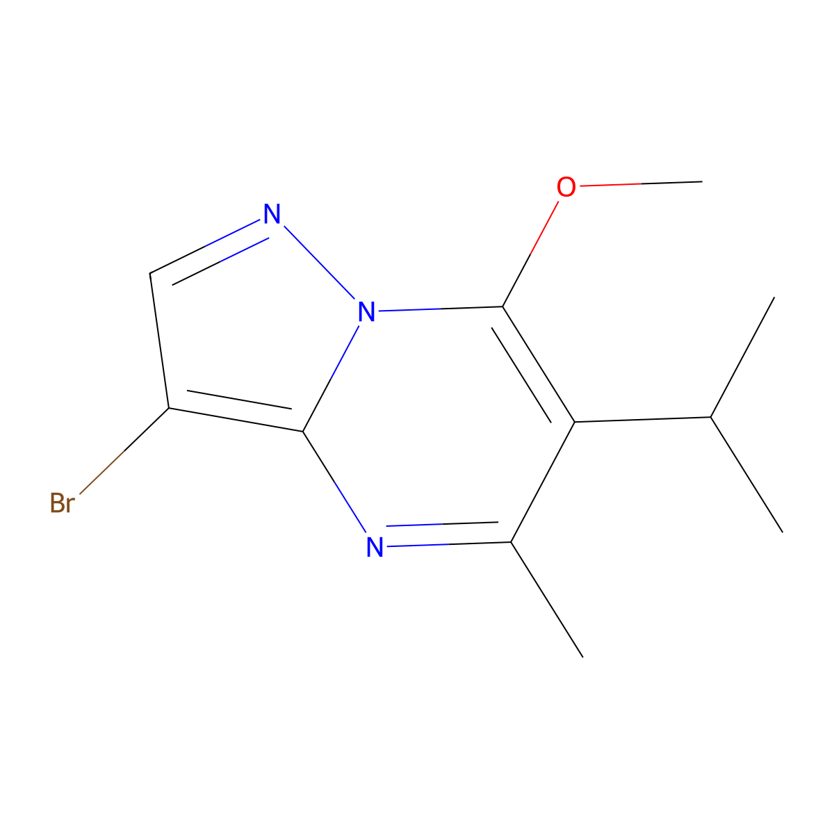 3-Bromo-7-methoxy-5-methyl-6-(propan-2-yl)pyrazolo[1,5-a]pyrimidine molecular structure, CAS 1668629-93-3