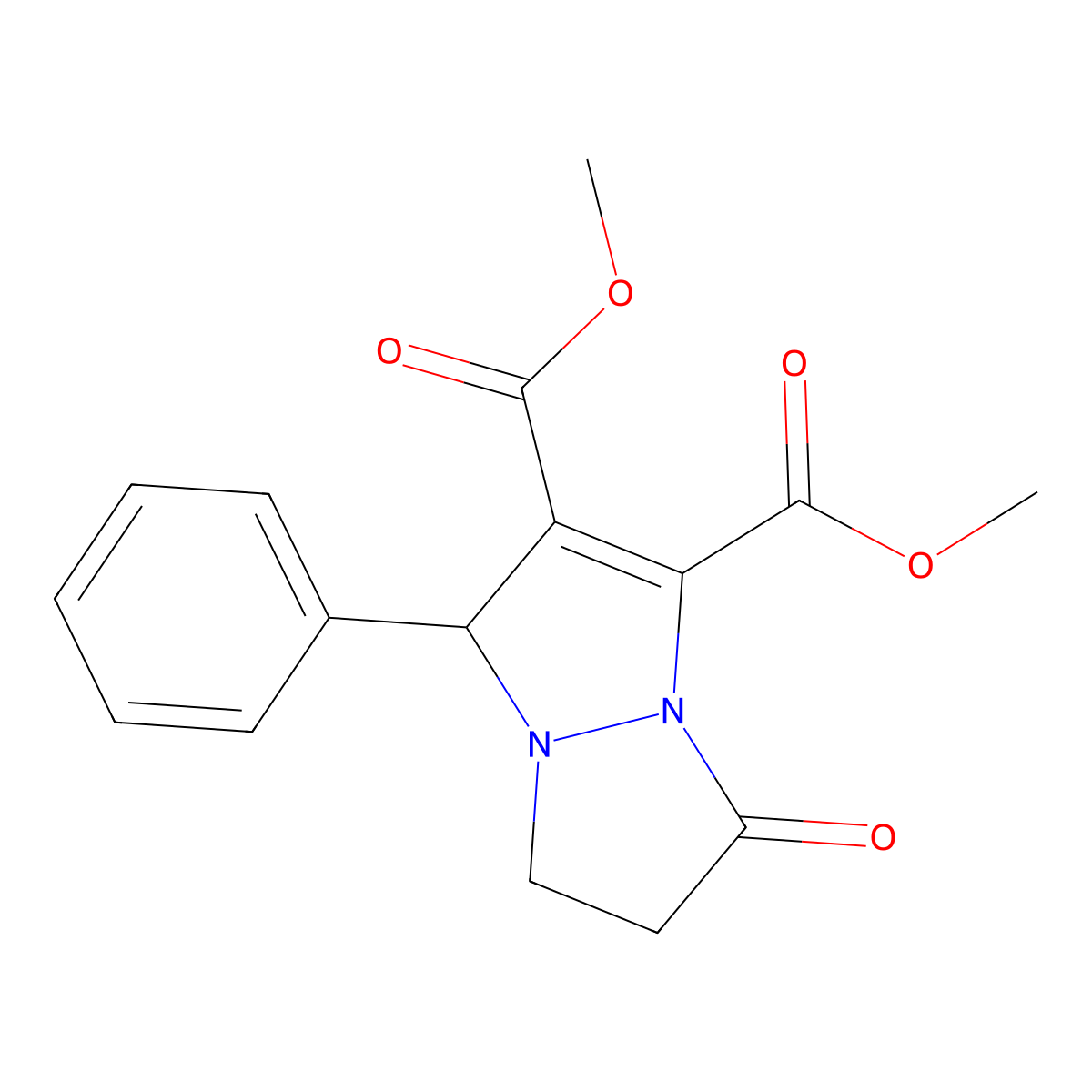 1,2-Dimethyl 7-oxo-3-phenyl-3H,5H,6H,7H-pyrazolo[1,2-a]pyrazolidine-1,2-dicarboxylate molecular structure, CAS 166879-76-1